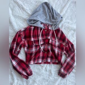 cropped flannel size small